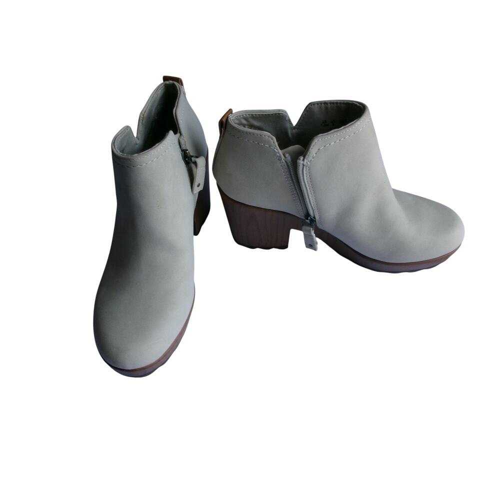 Dr Scholl's Womens Cream Platform Ankle Booties Block Heel Zip Size 7.5M